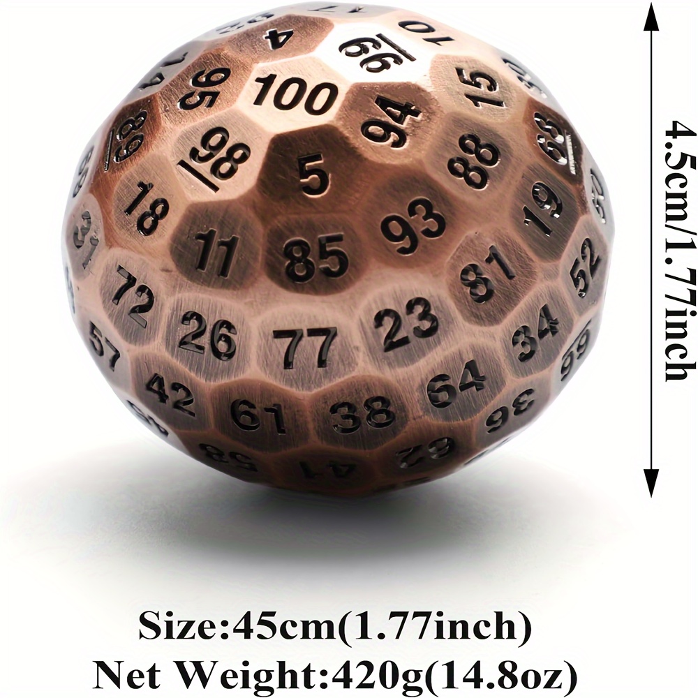 Solid D100 Metal Dice for Tabletop RPGs